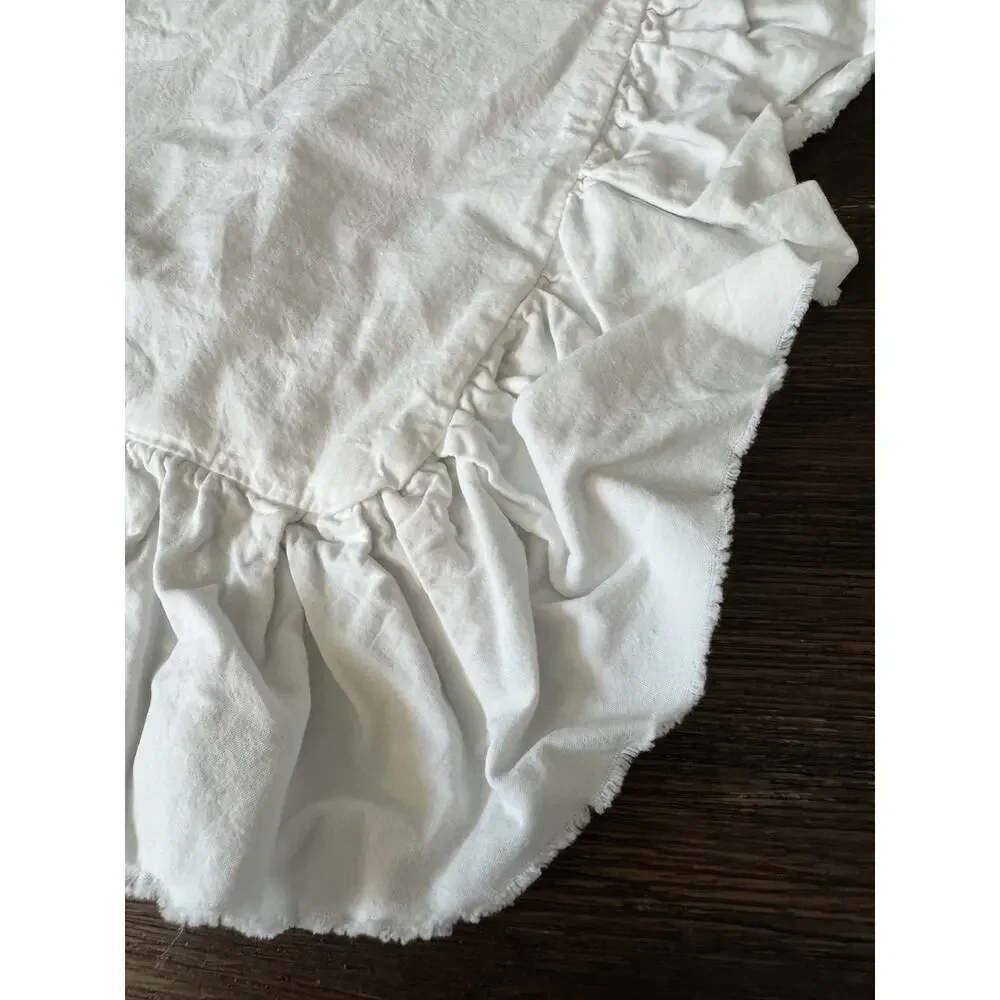 Piu Belle Euro Shams (2) Ruffle Edge Shabby Cottagecore White